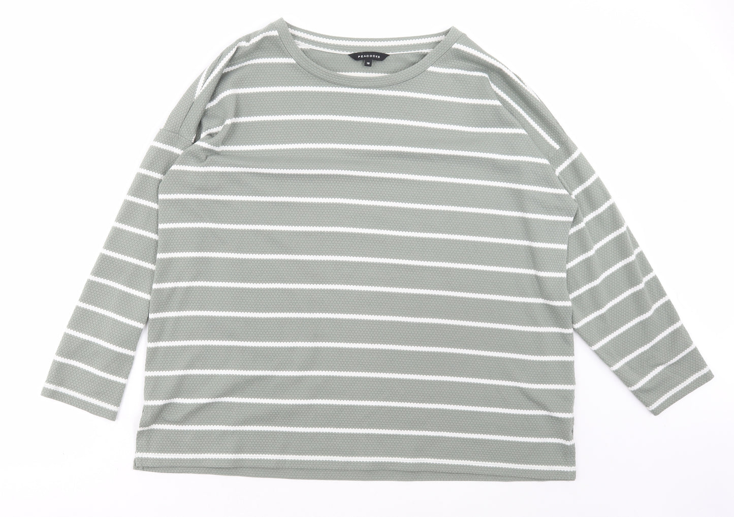 Peacocks Womens Grey Striped Polyester Pullover Sweatshirt Size 18 Pullover