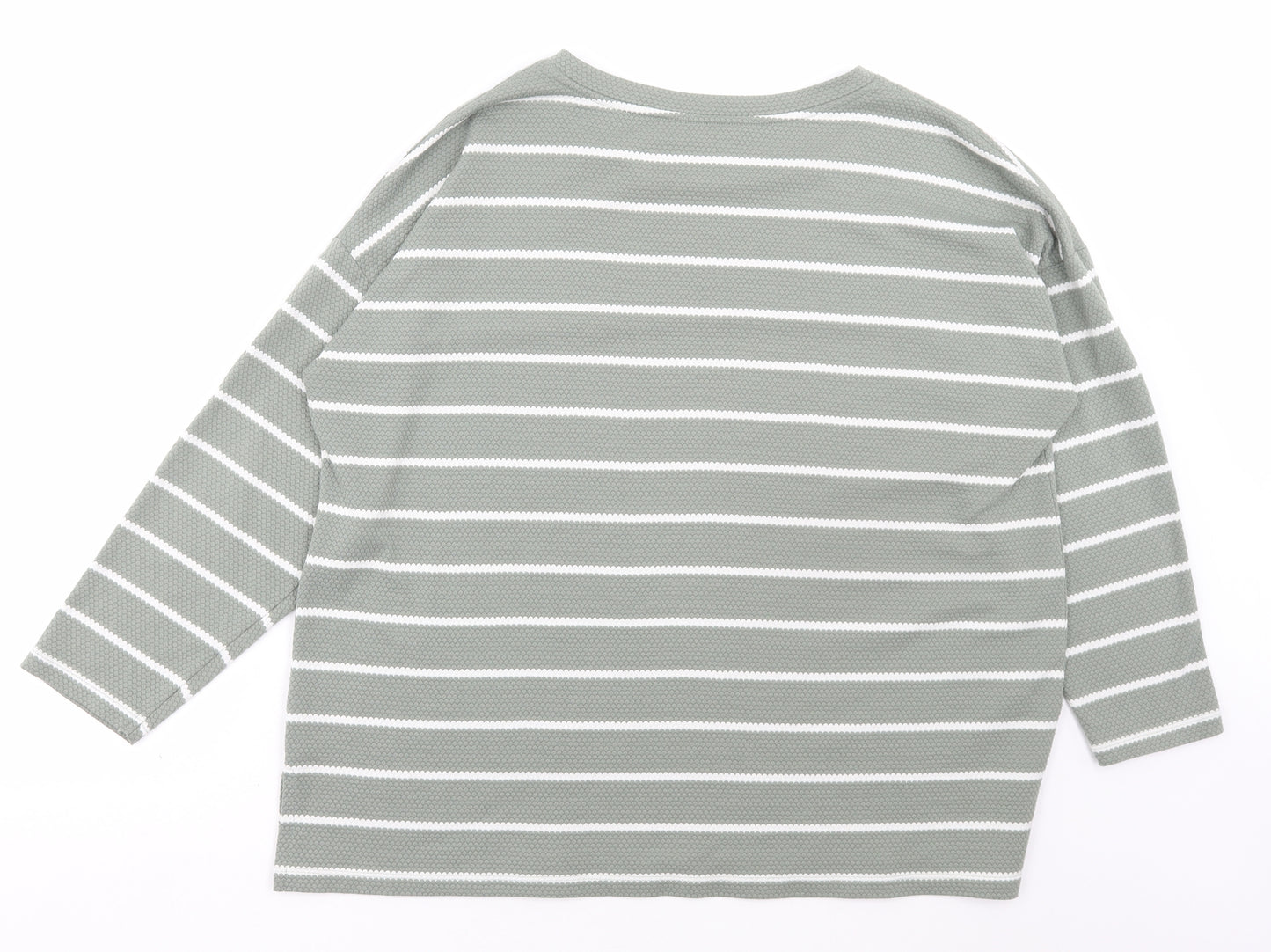 Peacocks Womens Grey Striped Polyester Pullover Sweatshirt Size 18 Pullover