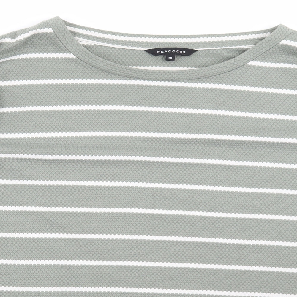 Peacocks Womens Grey Striped Polyester Pullover Sweatshirt Size 18 Pullover