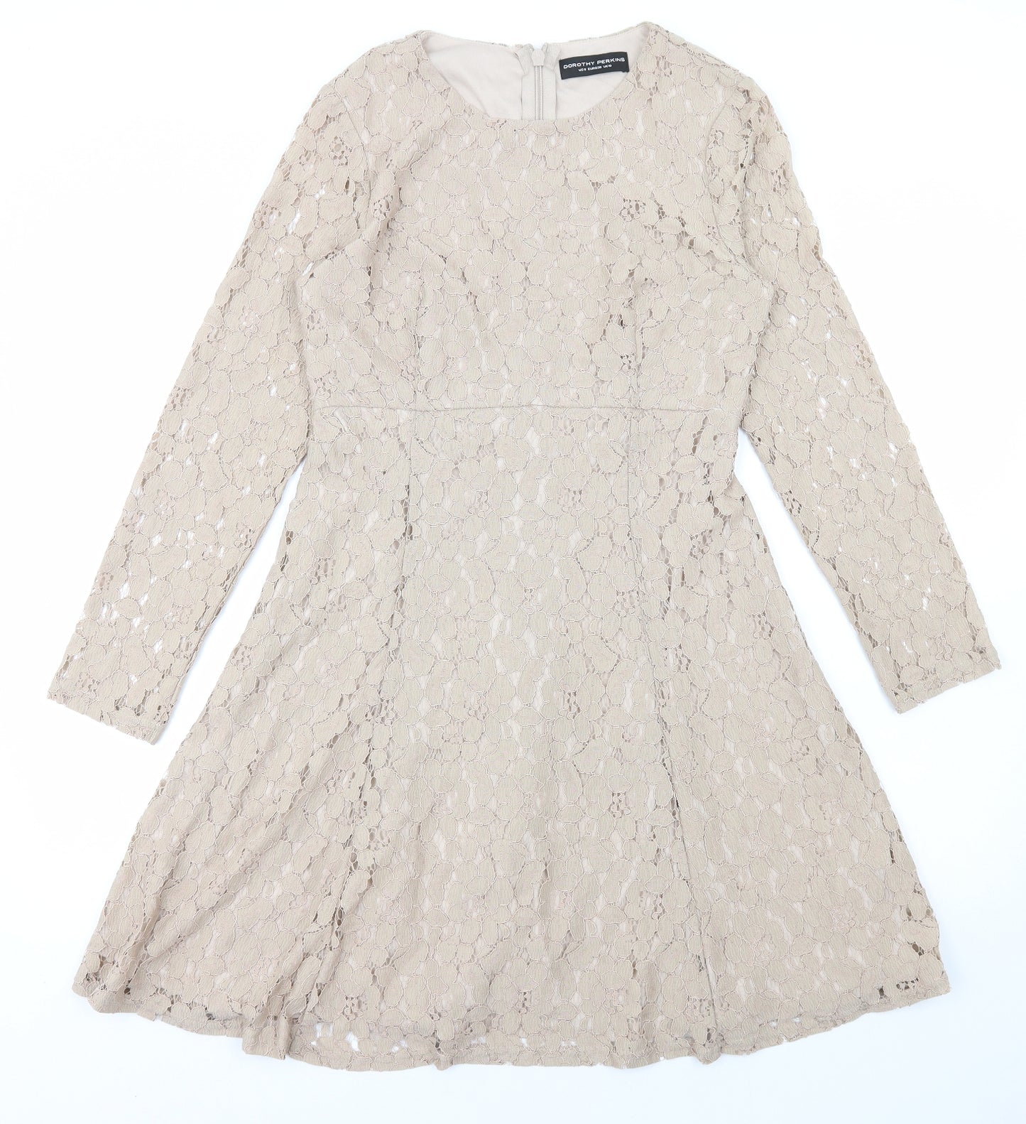 Dorothy Perkins Womens Beige Polyester A-Line Size 10 Round Neck Pullover