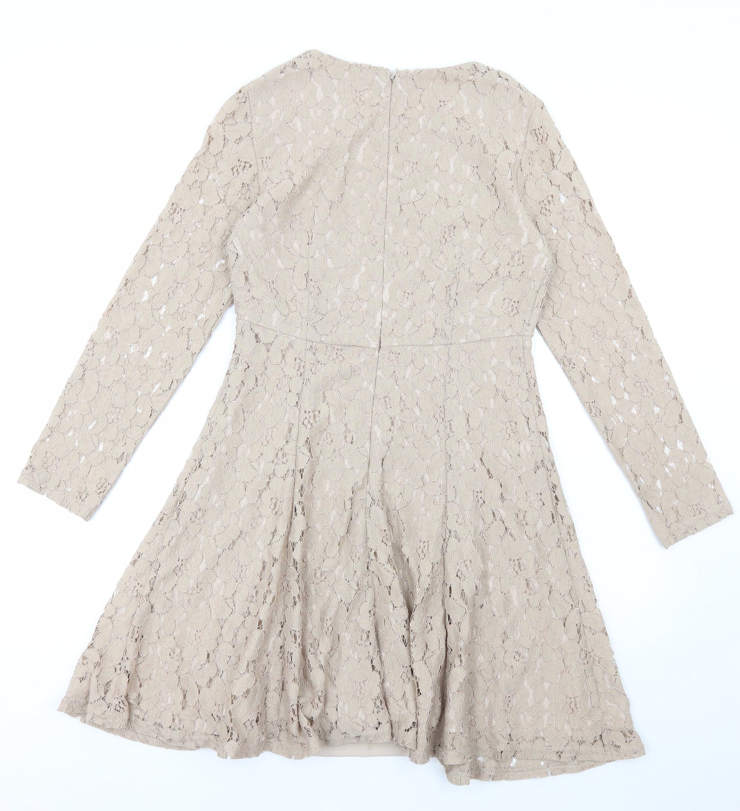 Dorothy Perkins Womens Beige Polyester A-Line Size 10 Round Neck Pullover