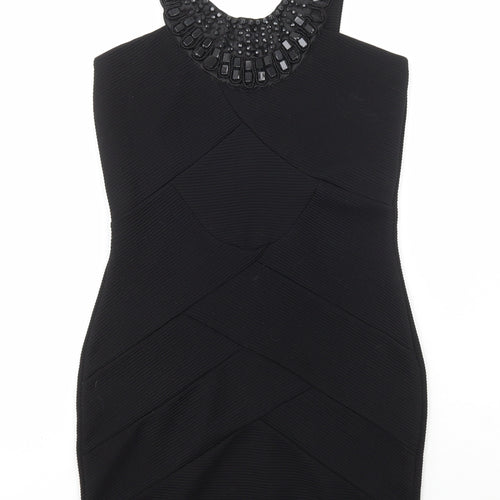 Alwear Womens Black Polyester Bodycon Size 10 Scoop Neck Pullover
