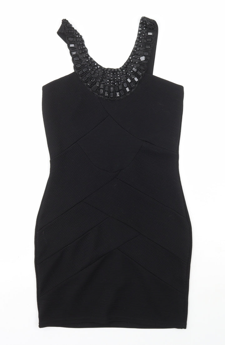 Alwear Womens Black Polyester Bodycon Size 10 Scoop Neck Pullover