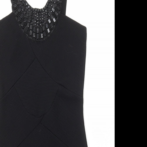 Alwear Womens Black Polyester Bodycon Size 10 Scoop Neck Pullover