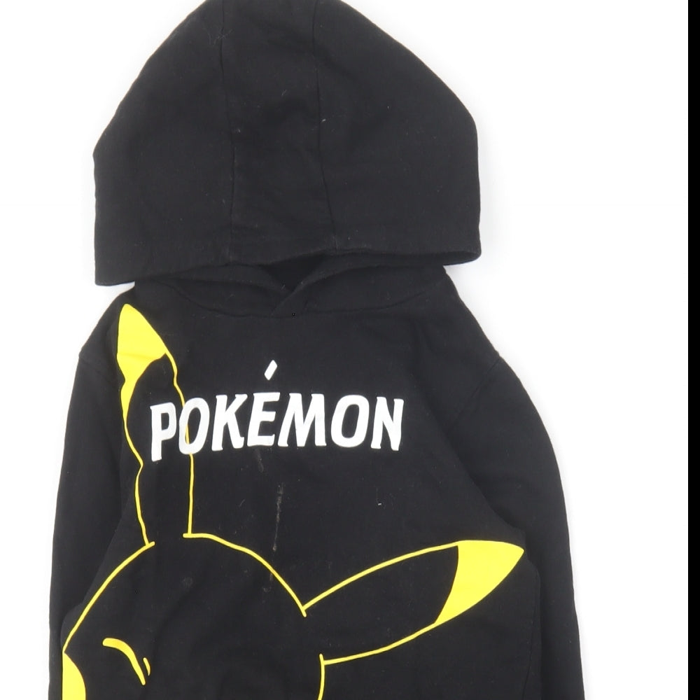 Vanilla Underground Boys Black Cotton Pullover Hoodie Size 5-6 Years Pullover - Pokémon Pikachu