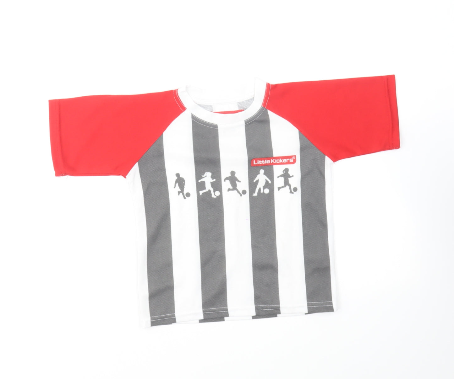 Little Kickers Boys Grey Striped Polyester Basic T-Shirt Size 5-6 Years Round Neck Pullover - Football