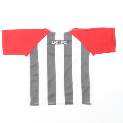 Little Kickers Boys Grey Striped Polyester Basic T-Shirt Size 5-6 Years Round Neck Pullover - Football