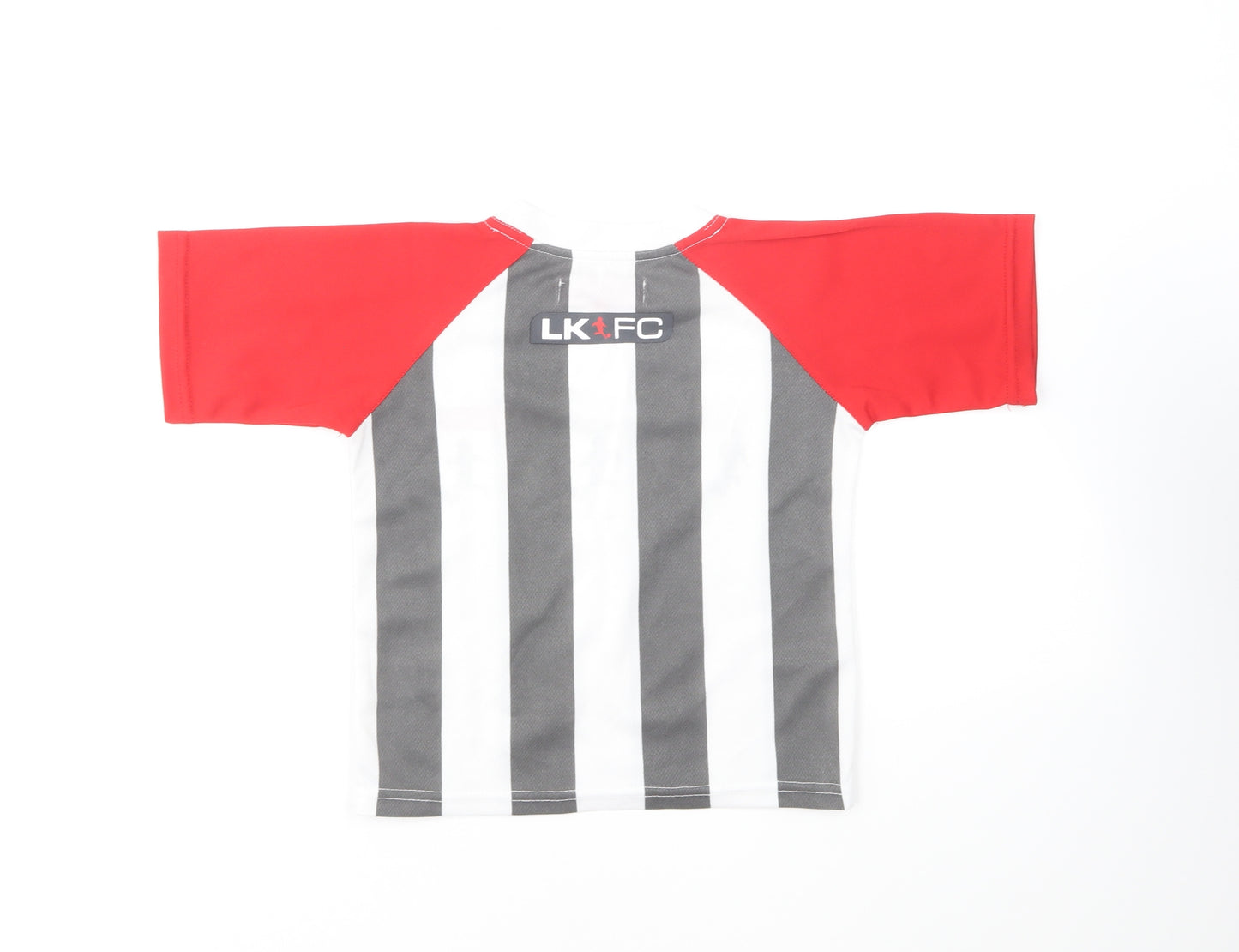 Little Kickers Boys Grey Striped Polyester Basic T-Shirt Size 5-6 Years Round Neck Pullover - Football