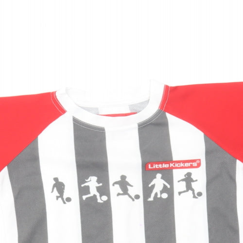 Little Kickers Boys Grey Striped Polyester Basic T-Shirt Size 5-6 Years Round Neck Pullover - Football