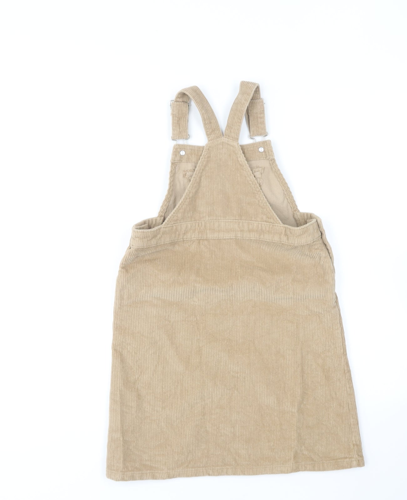 Matalan Girls Brown Cotton Pinafore/Dungaree Dress Size 10 Years Square Neck Buckle