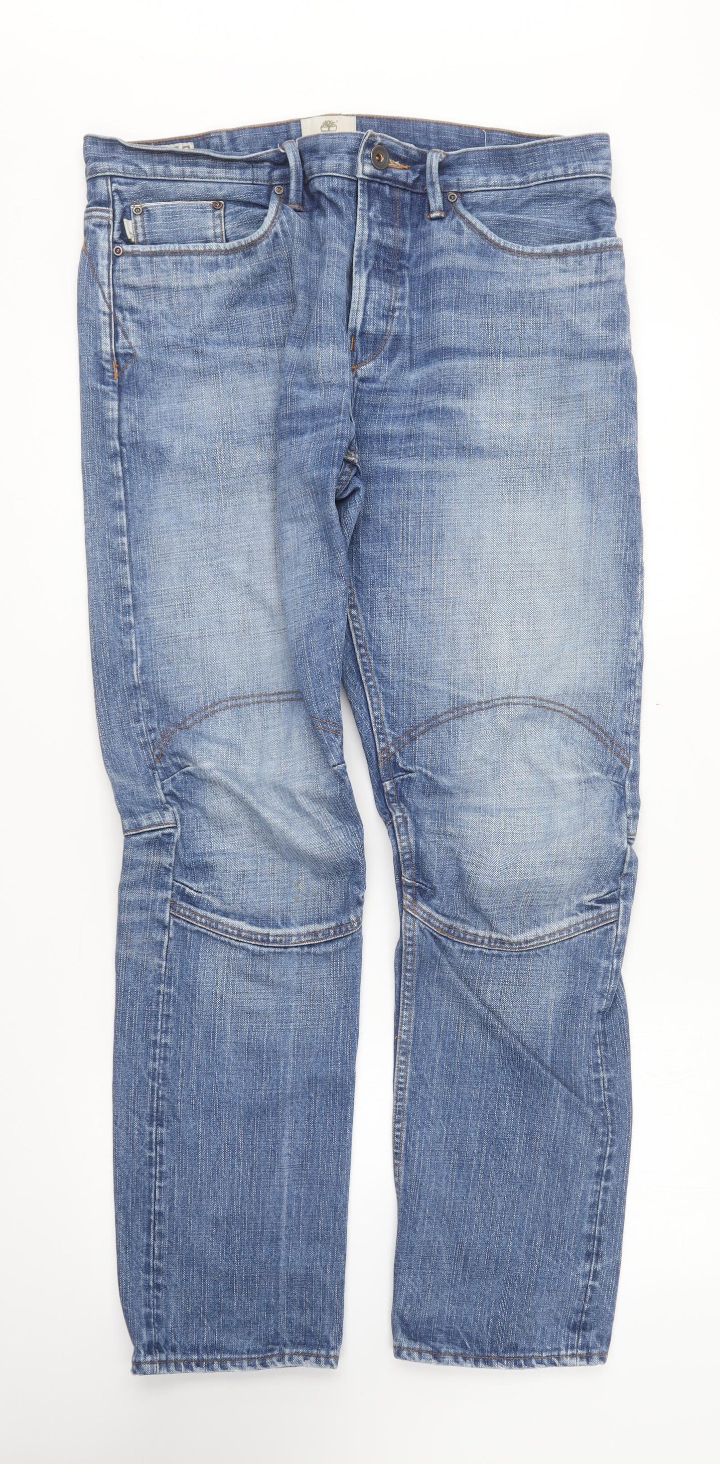 Timberland Mens Blue Cotton Straight Jeans Size 35 in L30 in Regular Button