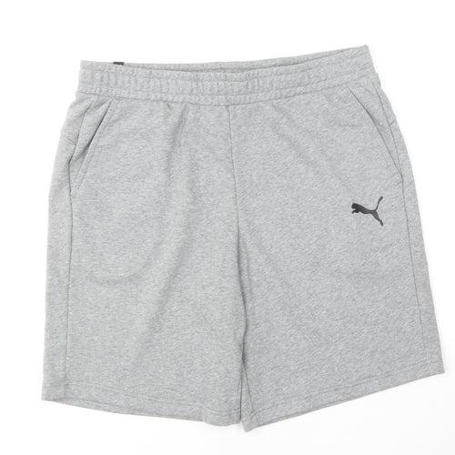 PUMA Mens Grey Cotton Sweat Shorts Size XL L9 in Regular Drawstring