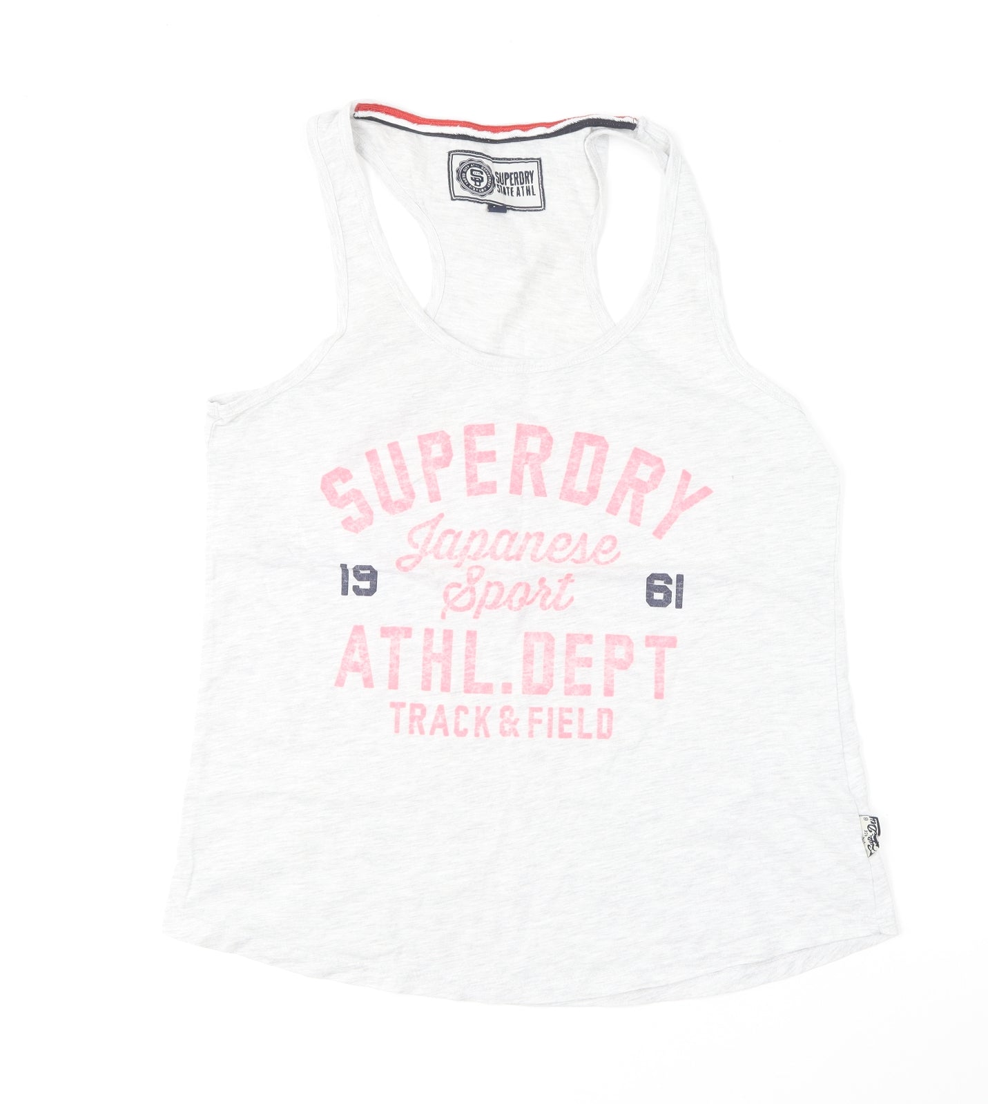 Superdry Womens Grey Polyester Basic Tank Size L Round Neck