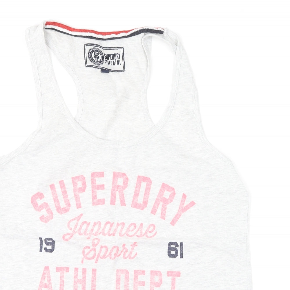 Superdry Womens Grey Polyester Basic Tank Size L Round Neck