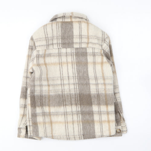 Primark Girls Brown Plaid Jacket Size 8-9 Years Button