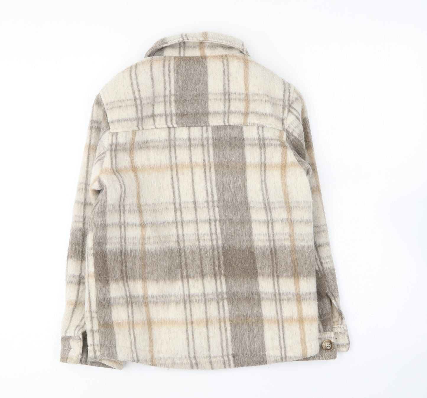 Primark Girls Brown Plaid Jacket Size 8-9 Years Button