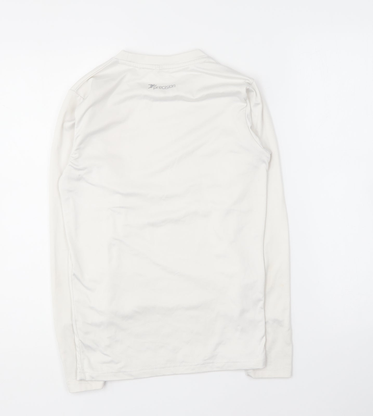 Precision Womens White Polyester Basic T-Shirt Size S Round Neck Pullover