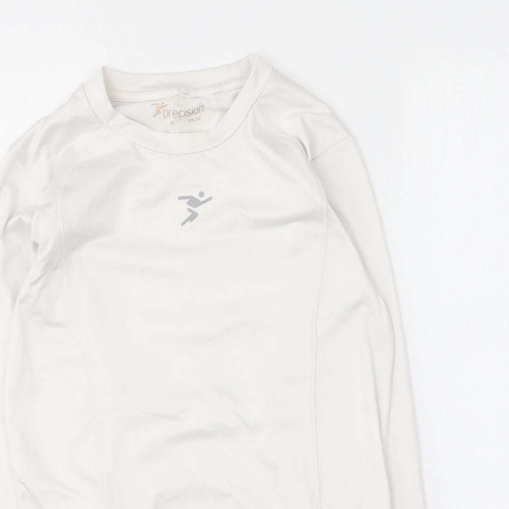 Precision Womens White Polyester Basic T-Shirt Size S Round Neck Pullover
