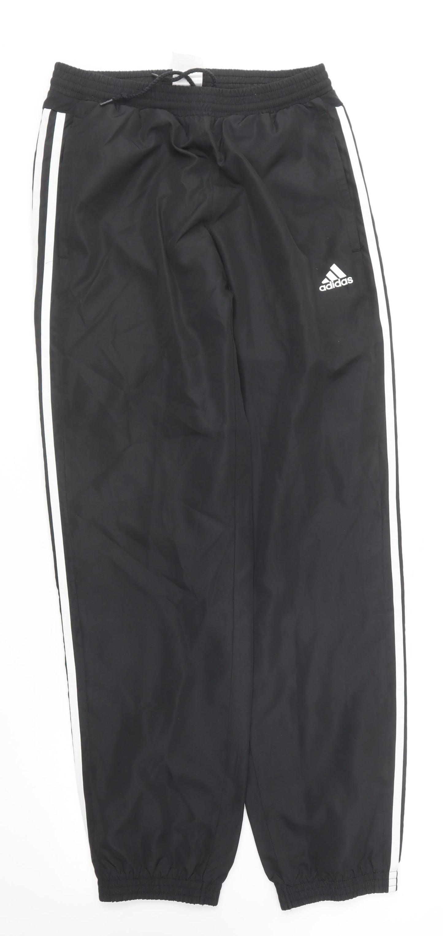 adidas Mens Black Polyester Jogger Trousers Size S L29 in Regular Drawstring