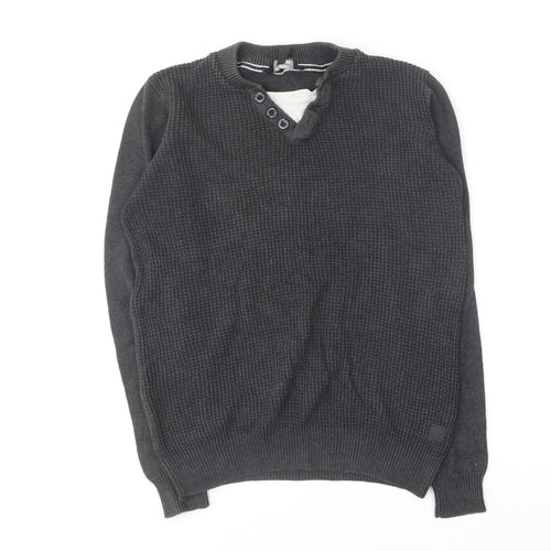 Cedar Wood State Mens Grey Round Neck Cotton Pullover Jumper Size S