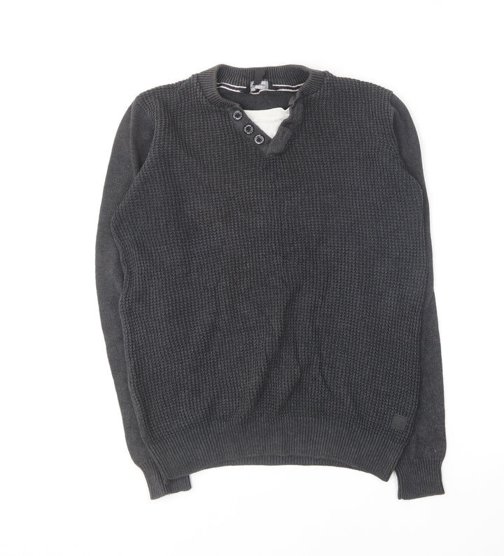 Cedar Wood State Mens Grey Round Neck Cotton Pullover Jumper Size S