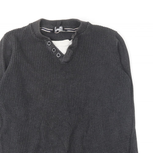 Cedar Wood State Mens Grey Round Neck Cotton Pullover Jumper Size S