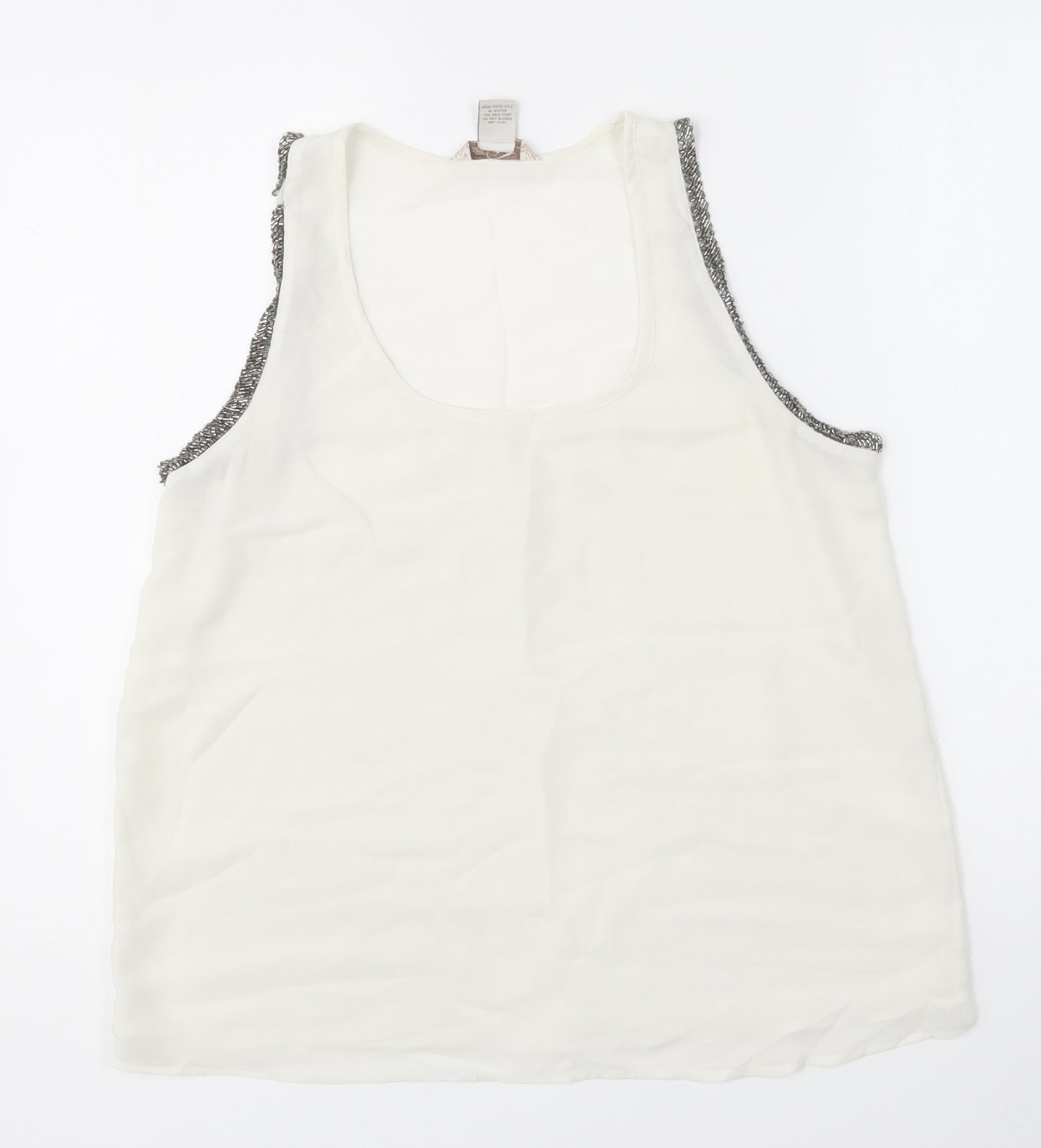 Fun & Flirt Womens White Polyester Basic Blouse Size M Round Neck