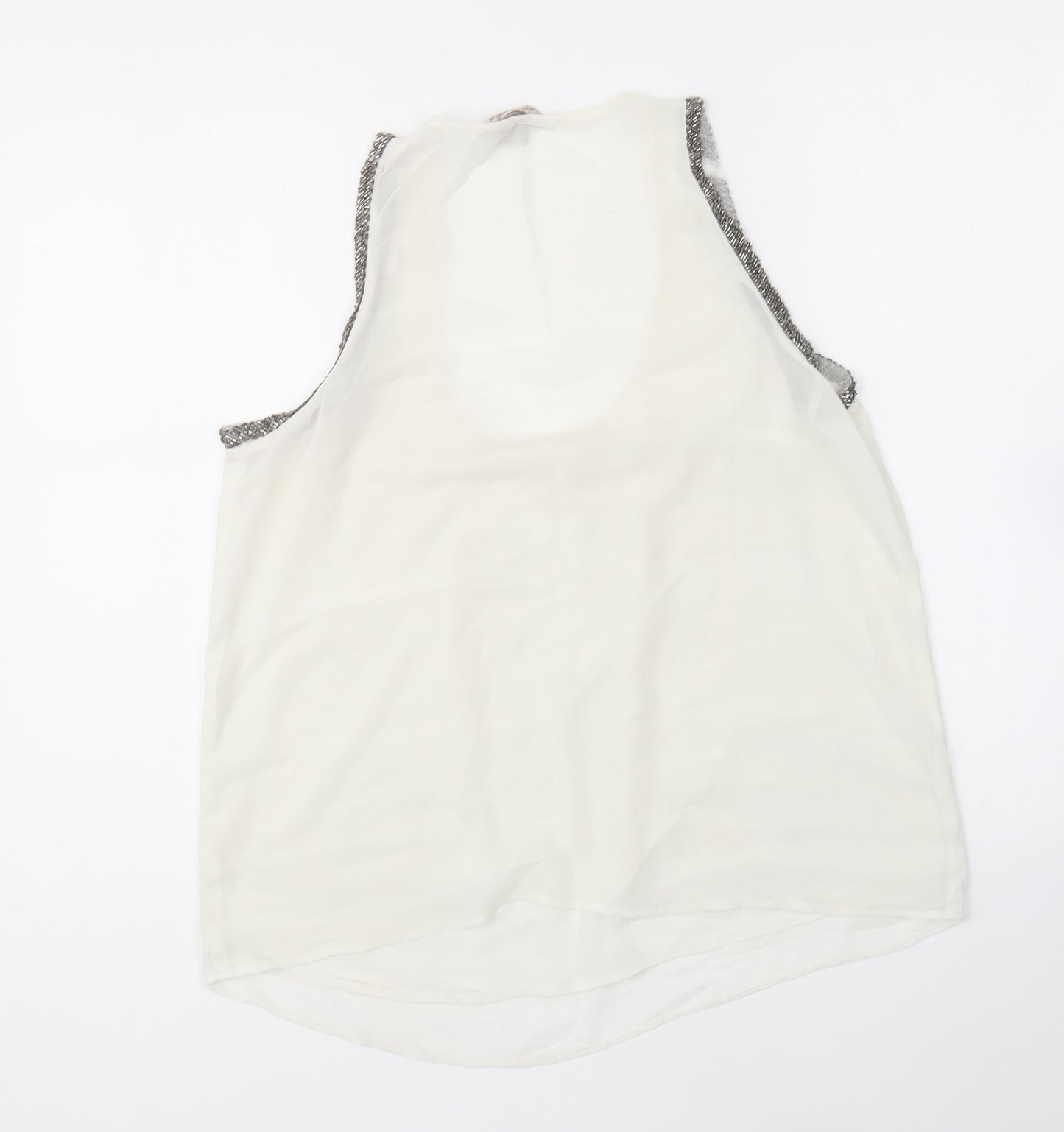 Fun & Flirt Womens White Polyester Basic Blouse Size M Round Neck