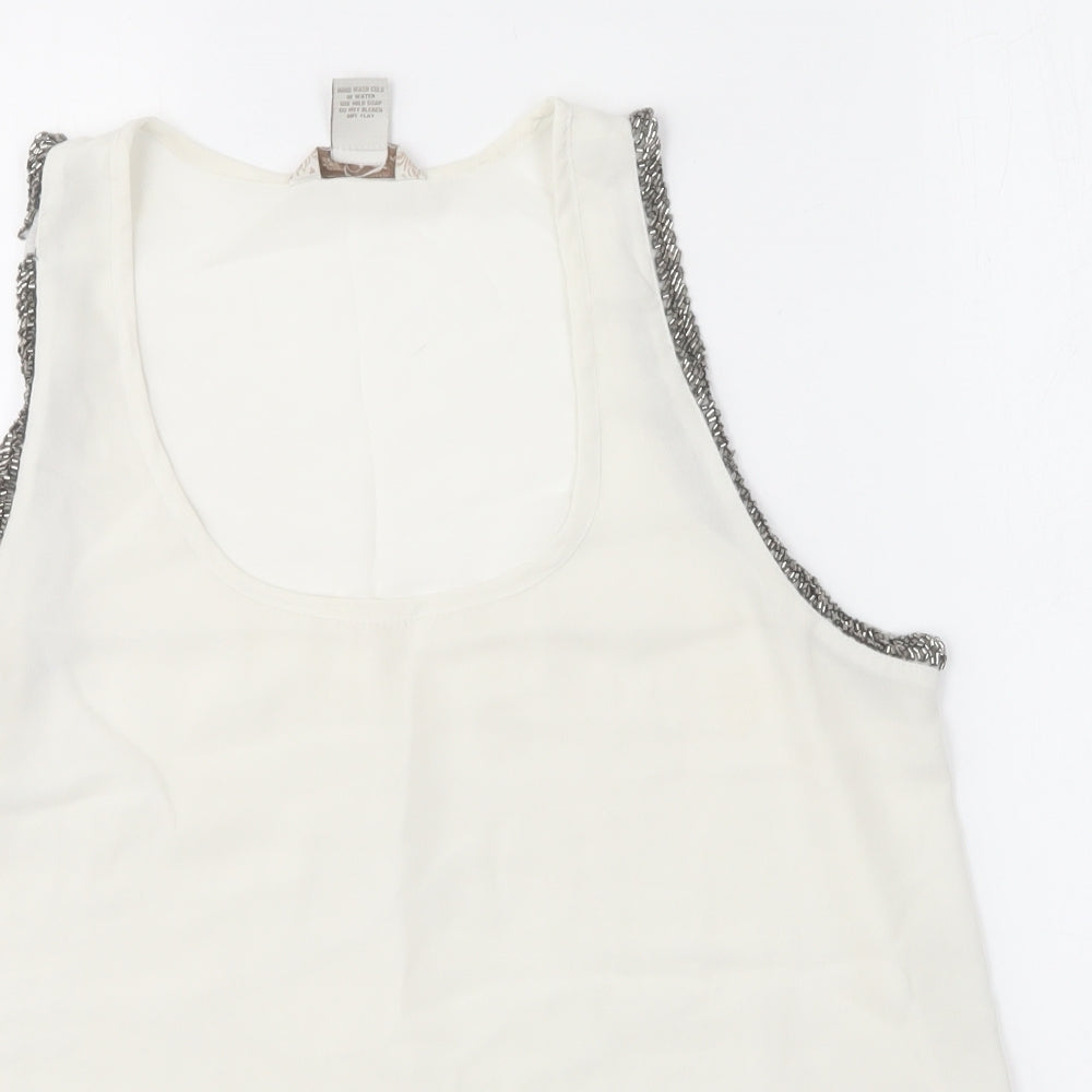 Fun & Flirt Womens White Polyester Basic Blouse Size M Round Neck
