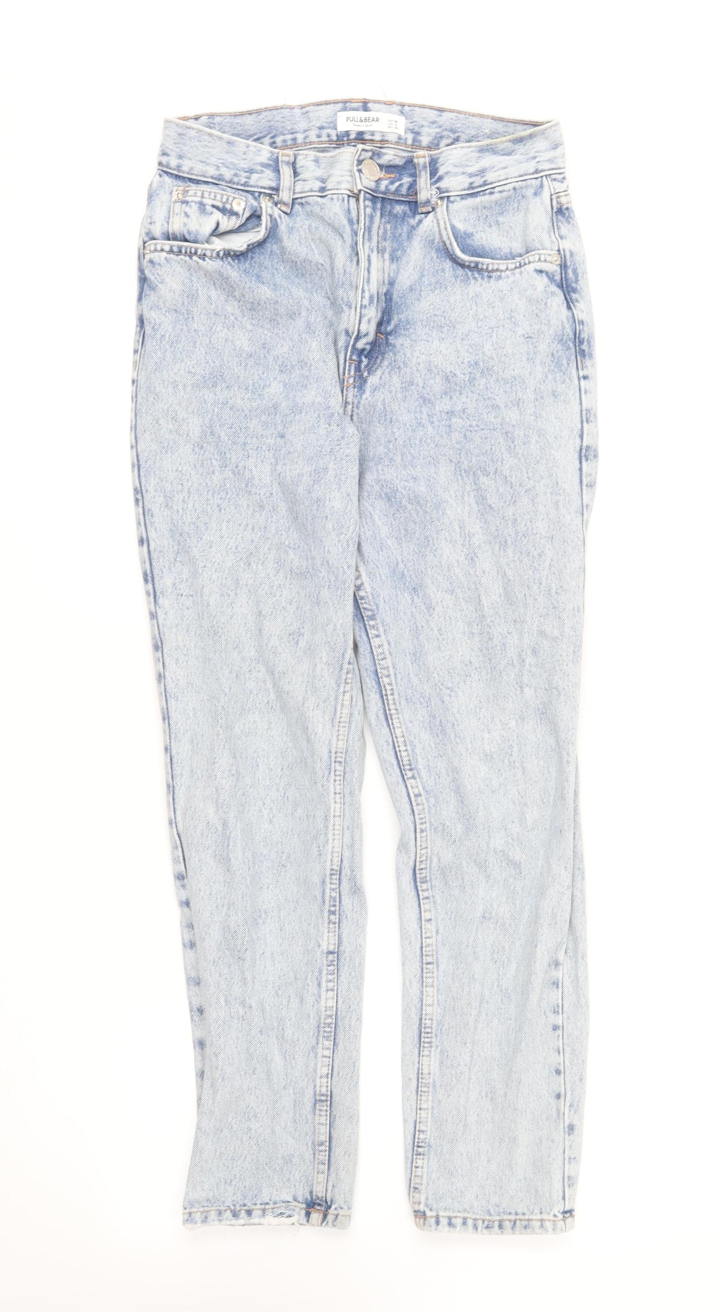 Pull&Bear Womens Blue Cotton Straight Jeans Size 28 in L27 in Regular Button