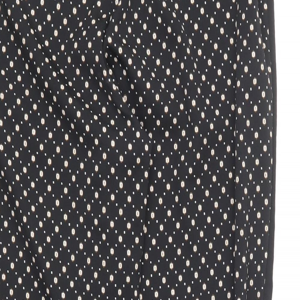 H&M Womens Black Geometric Polyester Trousers Size 10 L24 in Regular