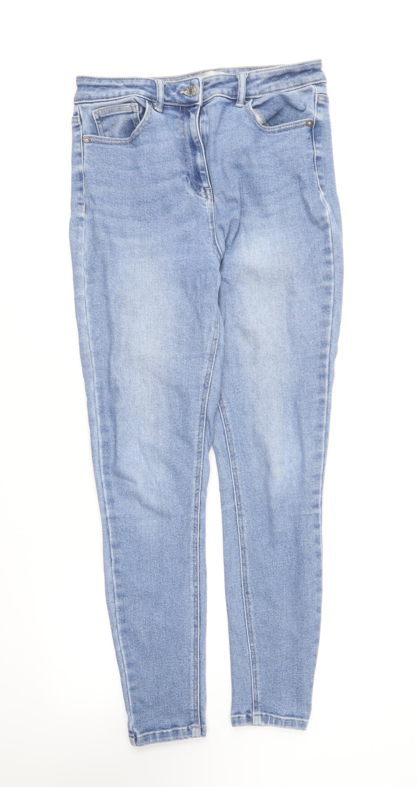 NEXT Womens Blue Cotton Skinny Jeans Size 12 L26 in Regular Button