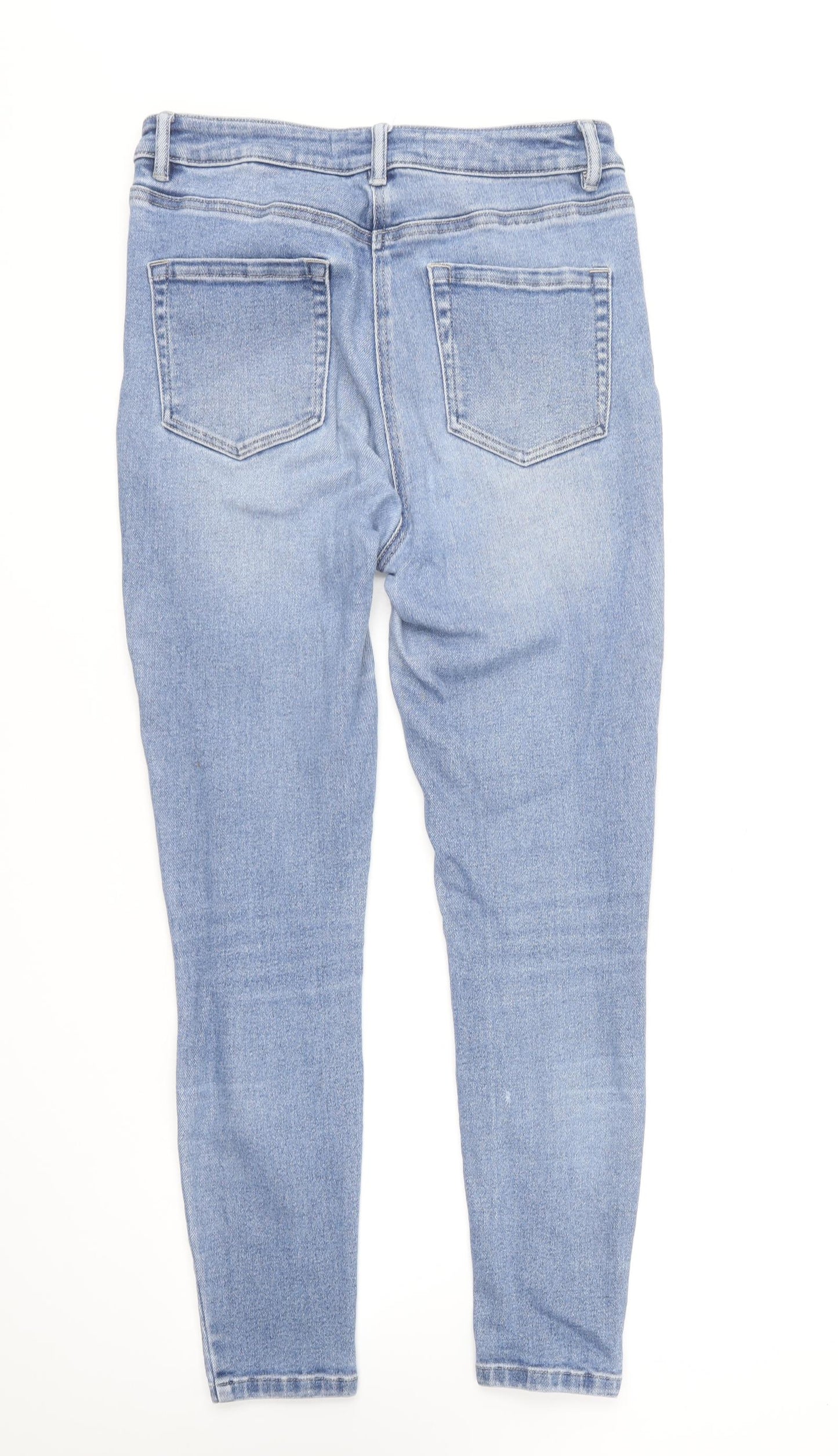 NEXT Womens Blue Cotton Skinny Jeans Size 12 L26 in Regular Button