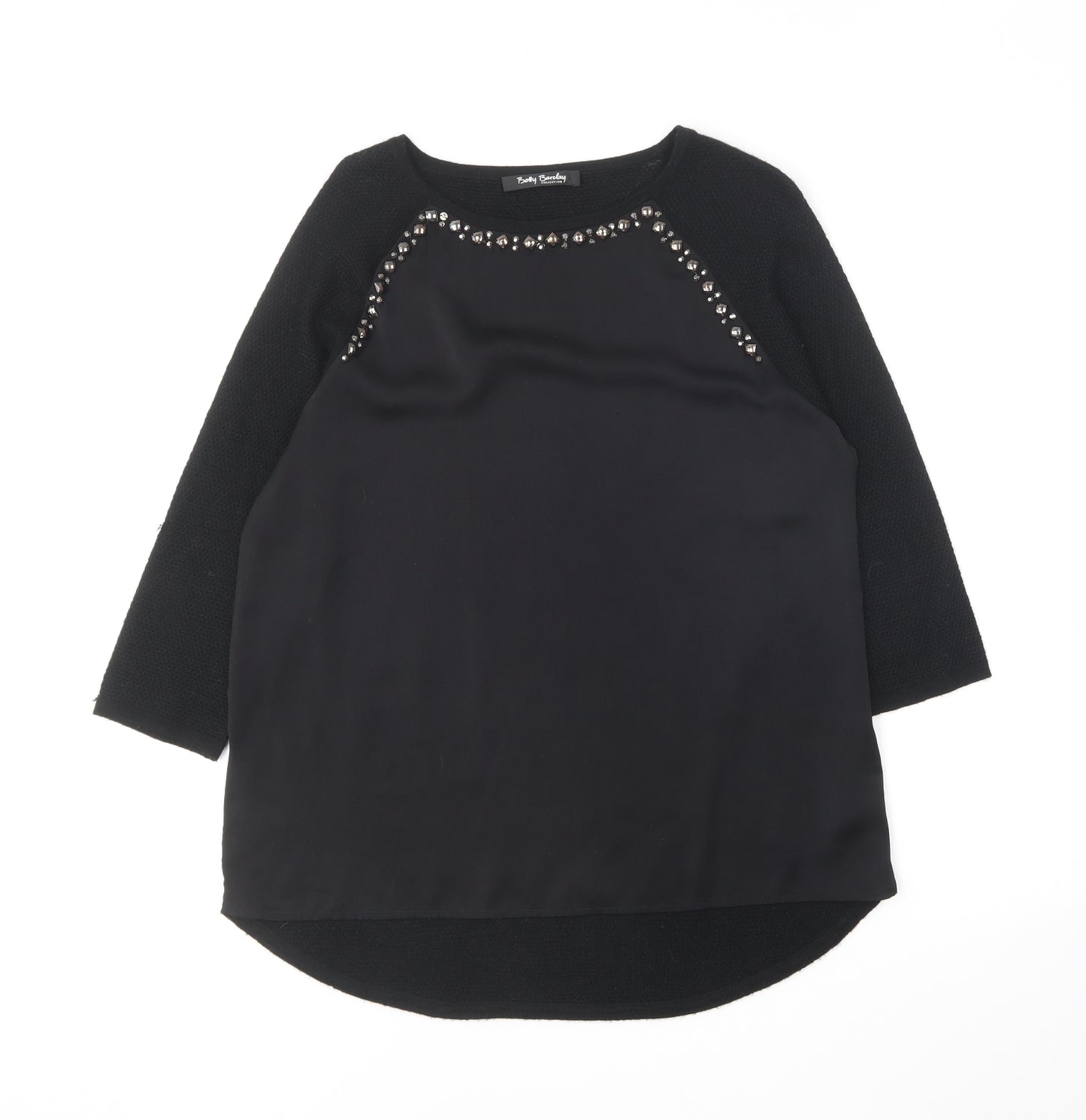 Betty Barclay Womens Black Polyester Basic Blouse Size 10 Round Neck