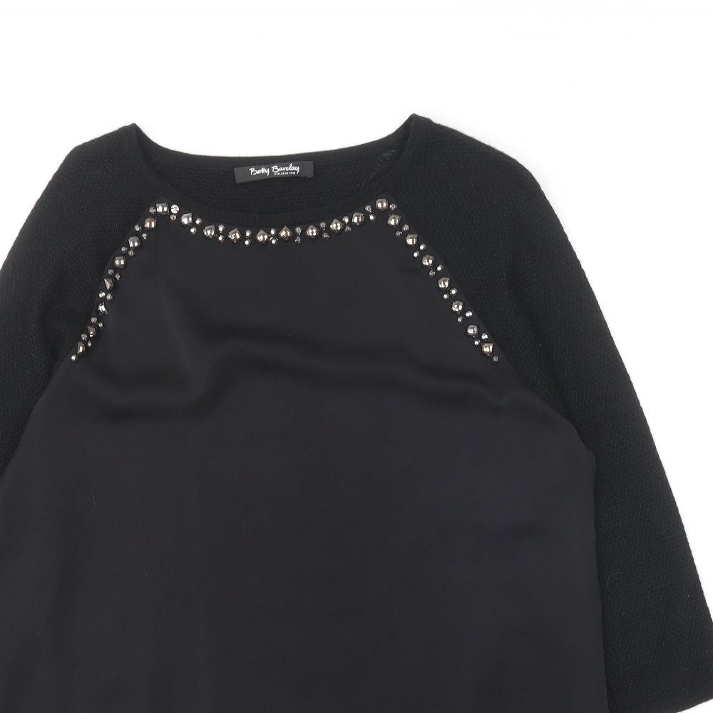 Betty Barclay Womens Black Polyester Basic Blouse Size 10 Round Neck