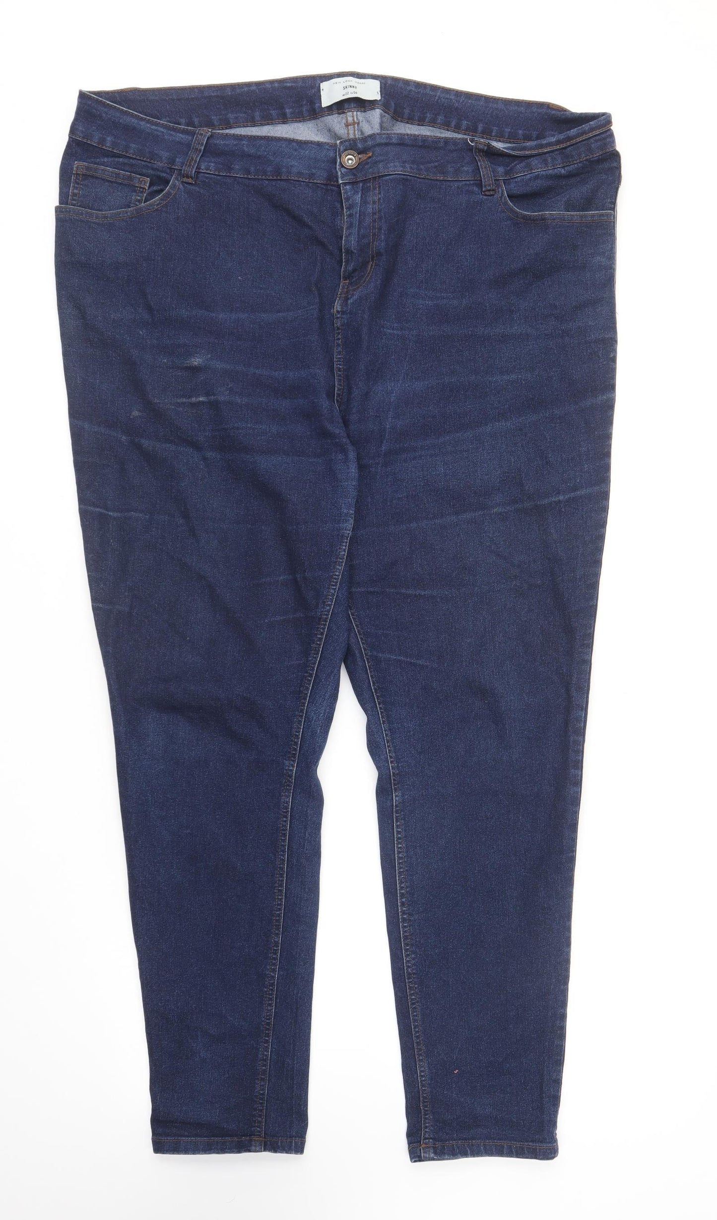 New Look Womens Blue Cotton Skinny Jeans Size 22 L28 in Regular Button