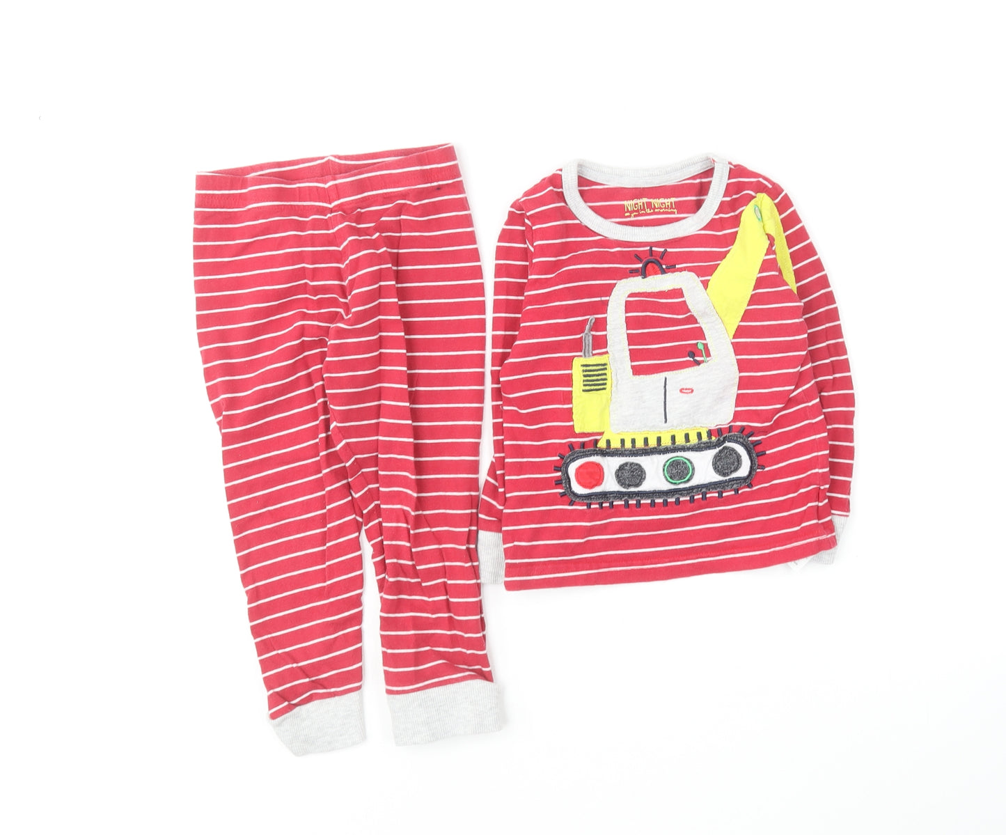 Mothercare Boys Red Striped Cotton Pyjama Set Size 2-3 Years Pullover