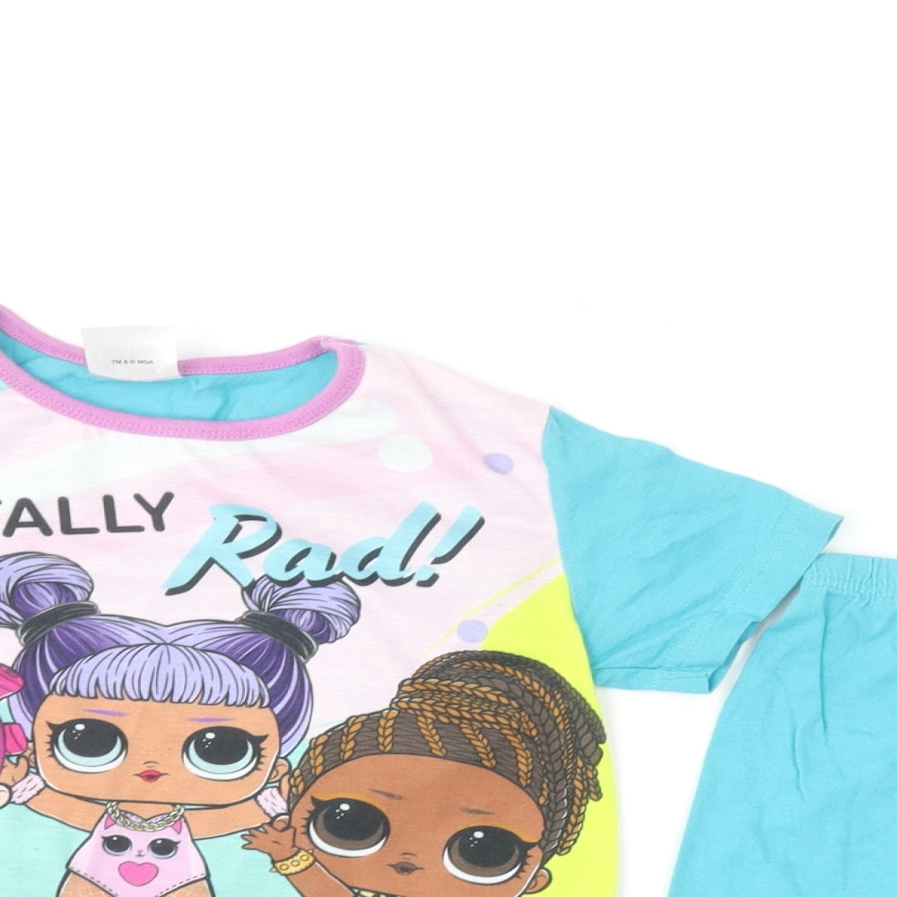 Preworn Girls Black Solid Cotton Top Pyjama Set Size 5-6 Years Pullover - LOL Surprise