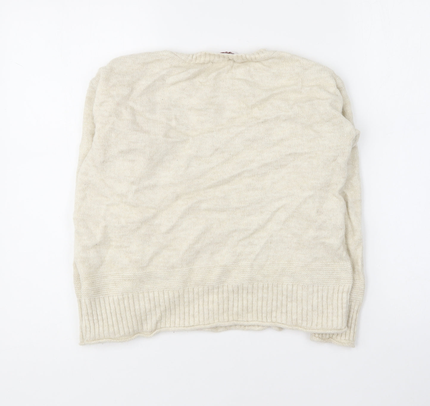 NEXT Womens Beige Round Neck Cotton Pullover Jumper Size XS - Christmas Pudding