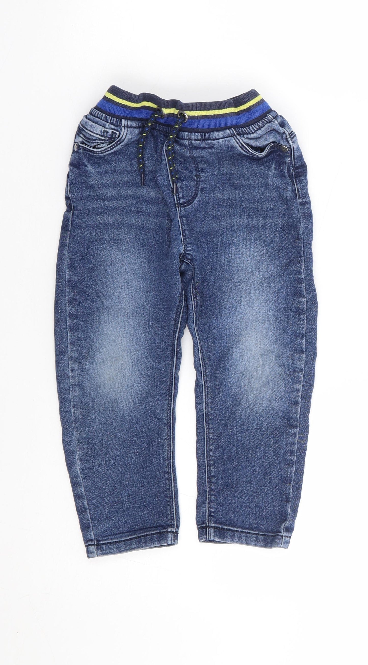Dunnes Boys Blue Cotton Straight Jeans Size 3-4 Years Regular Tie