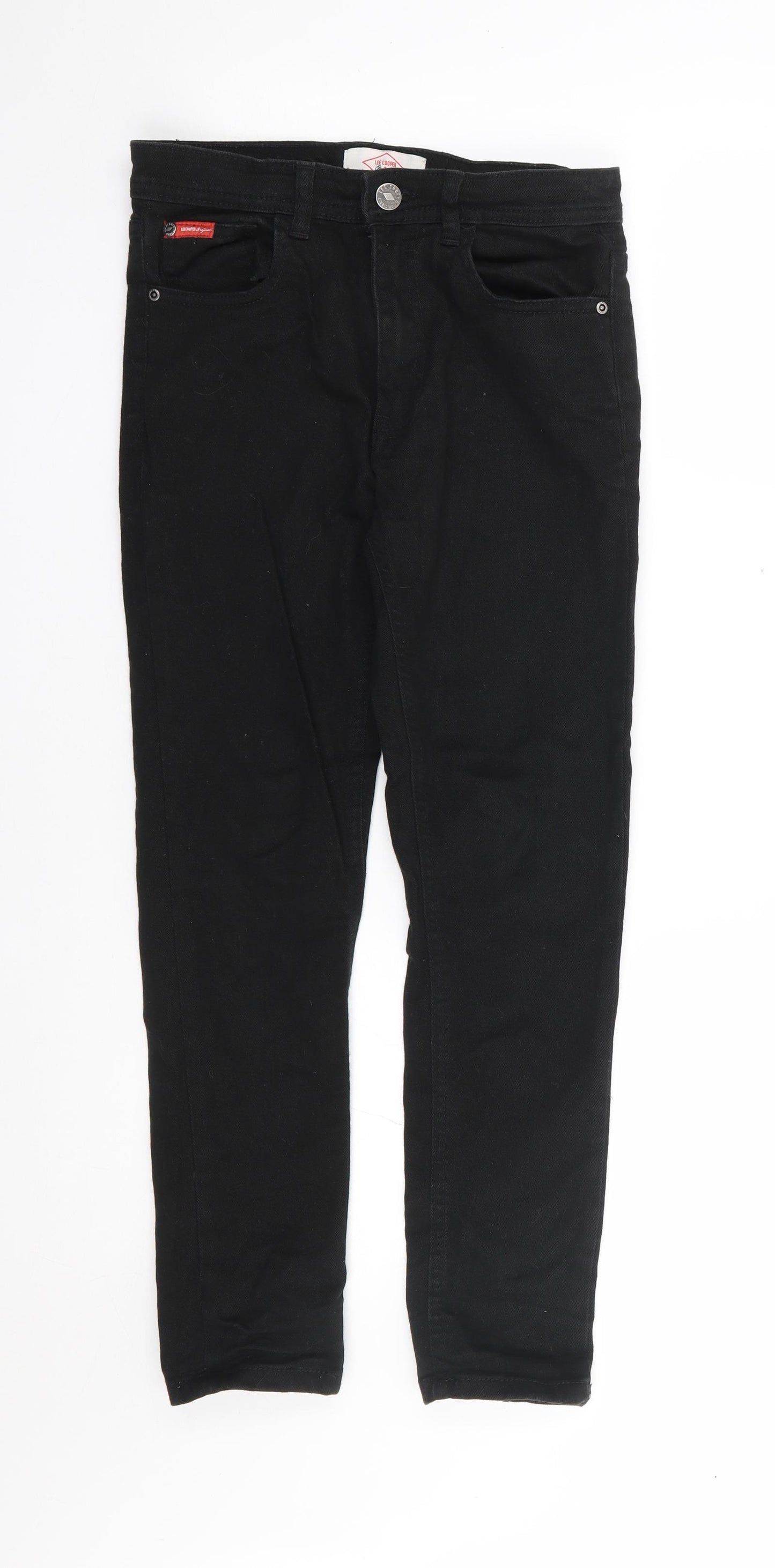 Lee Cooper Boys Black Cotton Skinny Jeans Size 11-12 Years Regular Zip