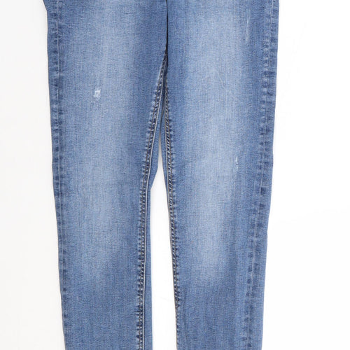 TU Girls Blue Cotton Skinny Jeans Size 14 Years Regular Zip - Distressed