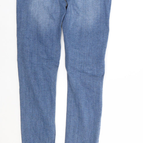 TU Girls Blue Cotton Skinny Jeans Size 14 Years Regular Zip - Distressed