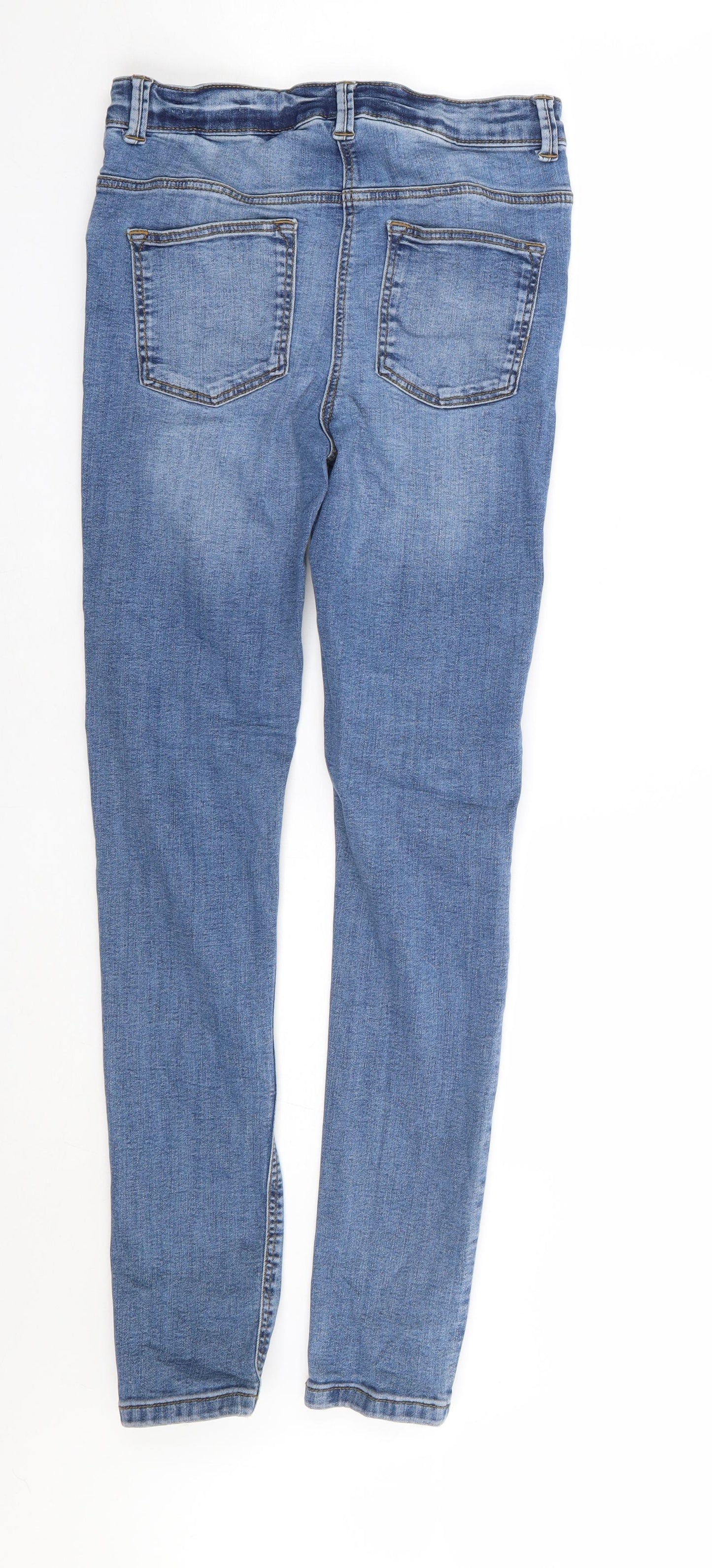 TU Girls Blue Cotton Skinny Jeans Size 14 Years Regular Zip - Distressed