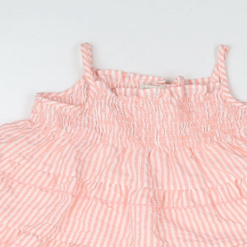 F&F Girls Pink Striped Polyester Fit & Flare Size 12-18 Months Square Neck Pullover