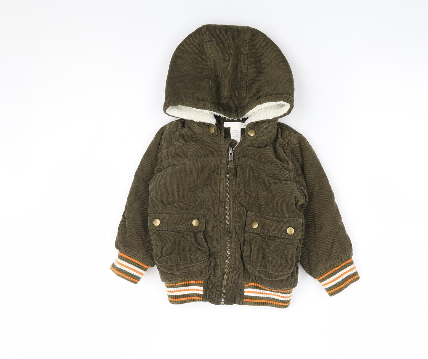 H&M Boys Green Bomber Jacket Coat Size 18 Months Zip