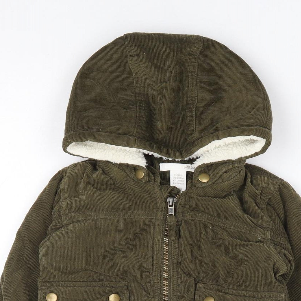 H&M Boys Green Bomber Jacket Coat Size 18 Months Zip
