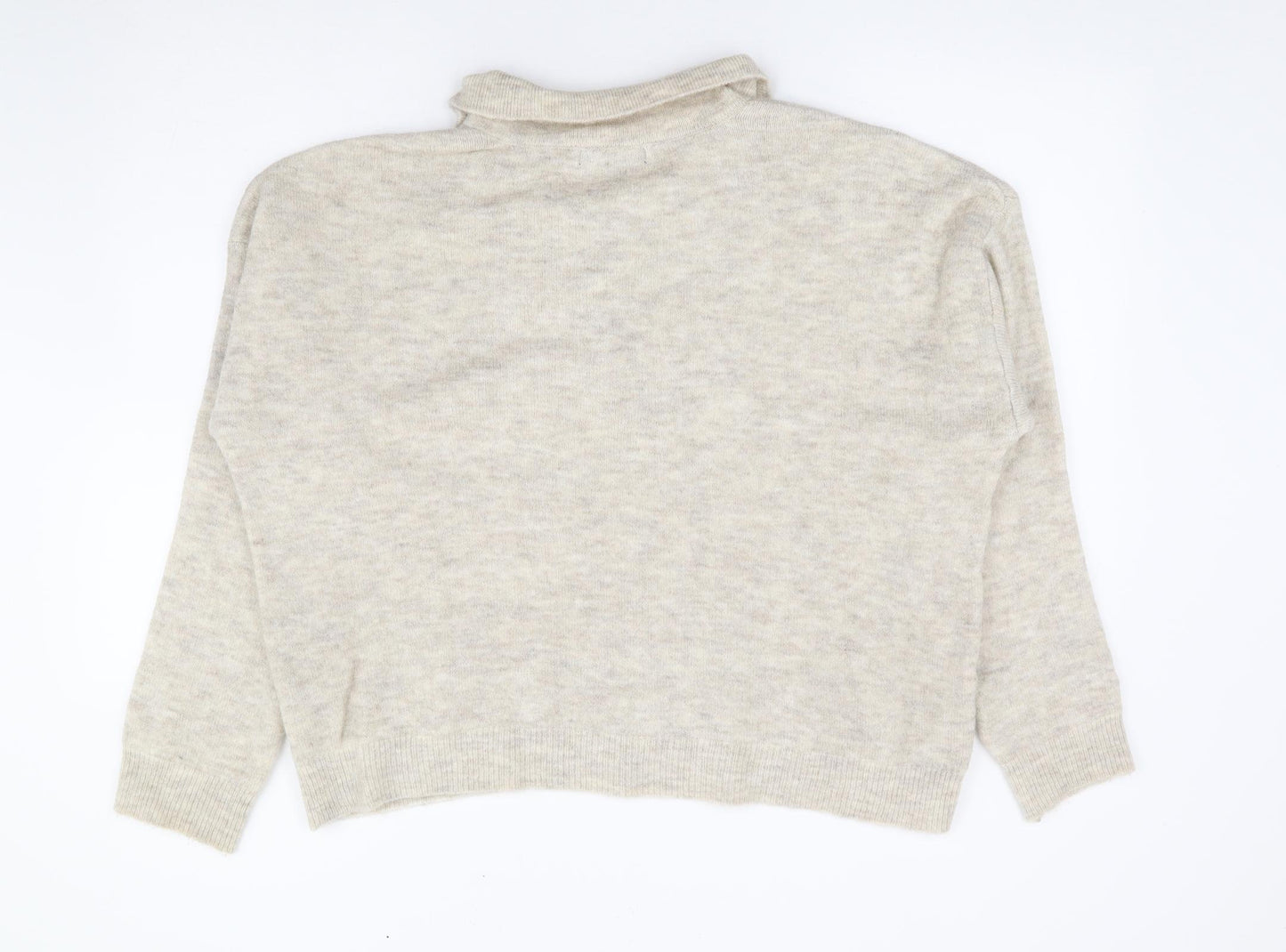 Primark Womens Beige Collared Acrylic Pullover Jumper Size 14