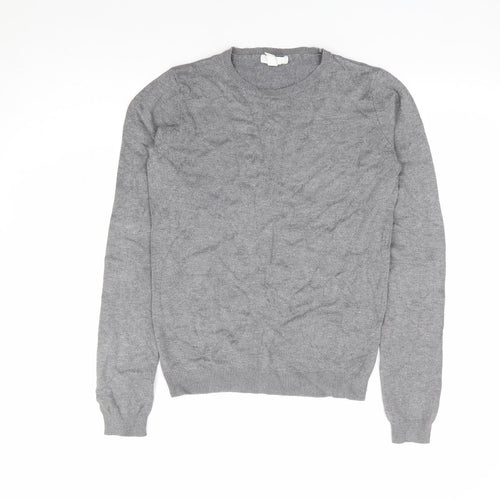 H&M Womens Grey Round Neck Viscose Pullover Jumper Size XS