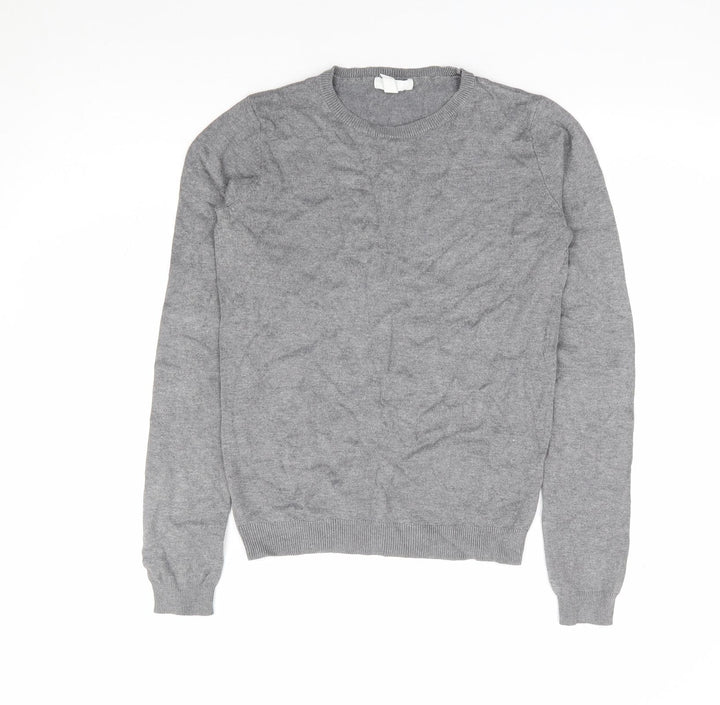 H&M Womens Grey Round Neck Viscose Pullover Jumper Size XS